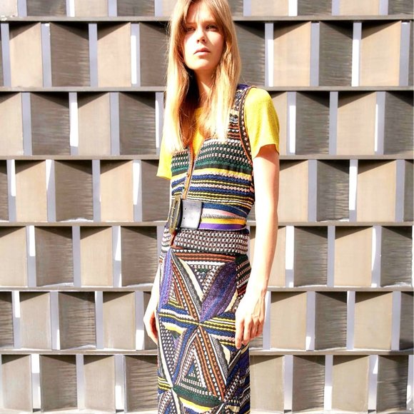 ⭐️SALE: $2235 Orange Label MISSONI Metallic Geometric Knit Skirt Size 6 - Picture 13 of 14